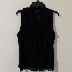 Relativity Black Ruffle Front Blouse